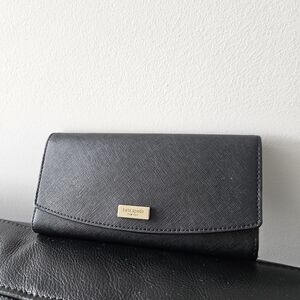 Kate Spade Black Trifold Leather Wallet
